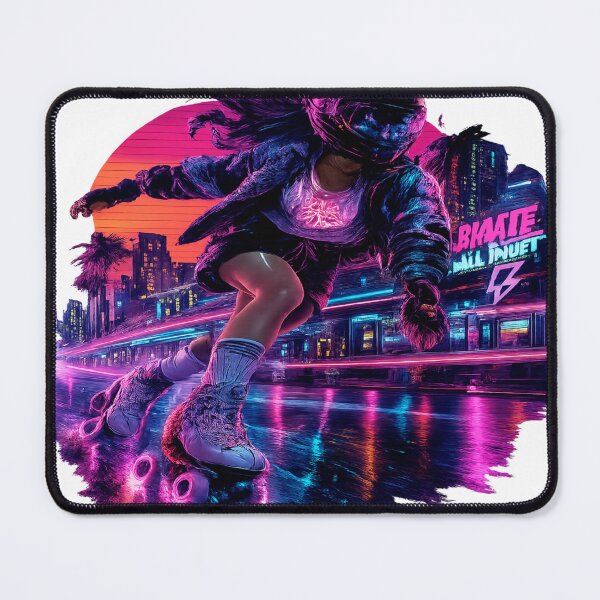Item preview, Neon Roller Queen | Cyberpunk Skate Girl | Retro Futuristic City Sunset | Skate All In designed and sold by RAMHEARTS.
