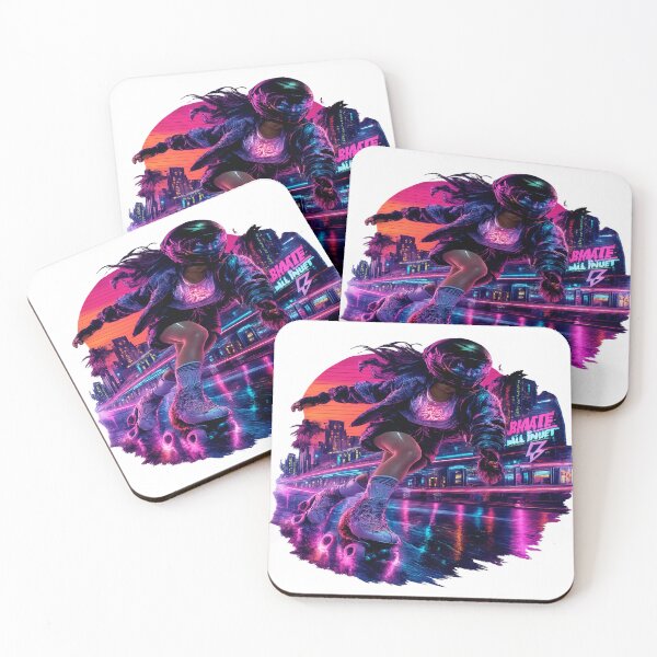Item preview, Neon Roller Queen | Cyberpunk Skate Girl | Retro Futuristic City Sunset | Skate All In designed and sold by RAMHEARTS.
