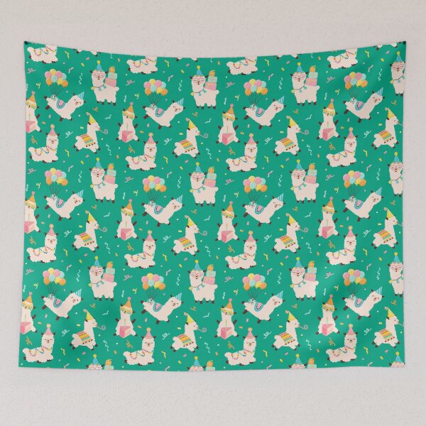 Item preview, Llama Birthday Party Girls Green designed and sold by SamAnnDesigns.