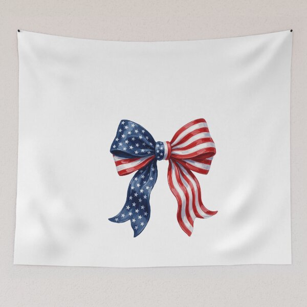 Item preview, Hand-Painted Patriotic Bow – USA Ribbon Flag Design designed and sold by Paper Drip.