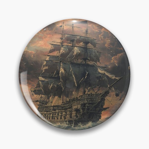 Item preview, Pirate Ship Storm T-Shirt – Sails Beneath the Thunder, Vintage Nautical Sailing Vessel Graphic Tee, Dark Ocean Adventure Apparel designed and sold by Mythic Tide.