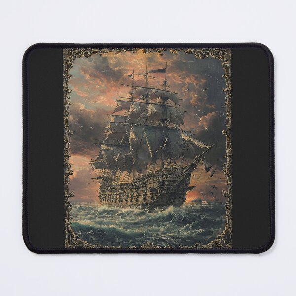 Item preview, Pirate Ship Storm T-Shirt – Sails Beneath the Thunder, Vintage Nautical Sailing Vessel Graphic Tee, Dark Ocean Adventure Apparel designed and sold by Mythic Tide.