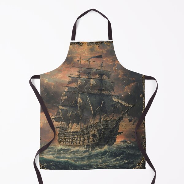 Item preview, Pirate Ship Storm T-Shirt – Sails Beneath the Thunder, Vintage Nautical Sailing Vessel Graphic Tee, Dark Ocean Adventure Apparel designed and sold by Mythic Tide.