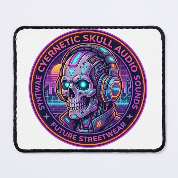 Item preview, Cybernetic Skull Audio Sounds Synthwave Future Streetwear designed and sold by JeevanStickers.