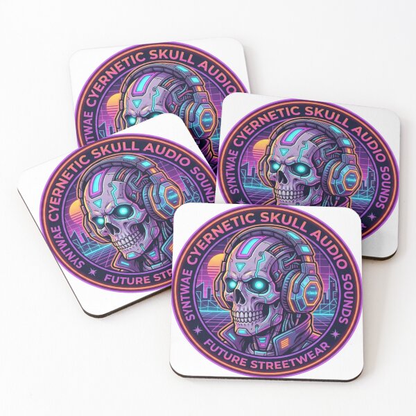 Item preview, Cybernetic Skull Audio Sounds Synthwave Future Streetwear designed and sold by JeevanStickers.