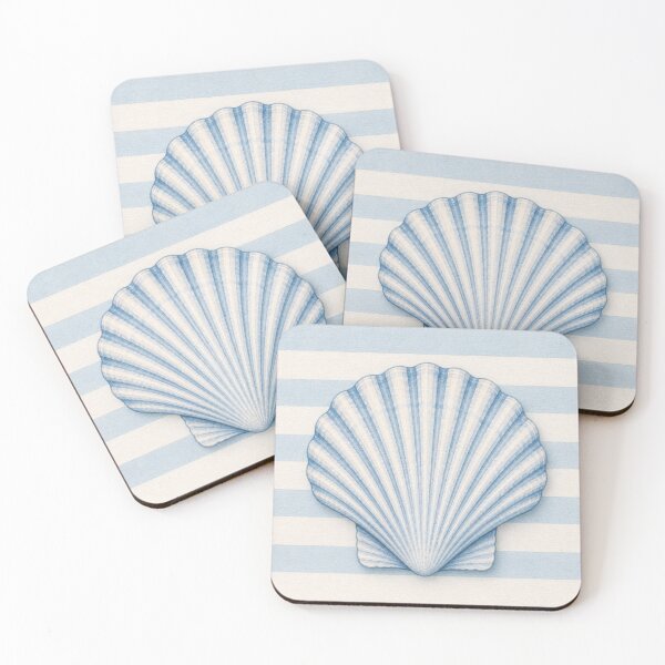 Item preview, Pastel Blue Seashell Watercolor, Coastal Beach House Decor, Nautical Ocean Aesthetic, Minimal Seaside Illustration designed and sold by CosmicAnomaly.