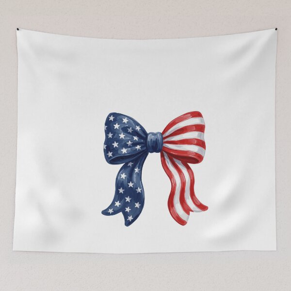 Item preview, Hand-Painted Patriotic Bow – USA Ribbon Flag Design designed and sold by Paper Drip.