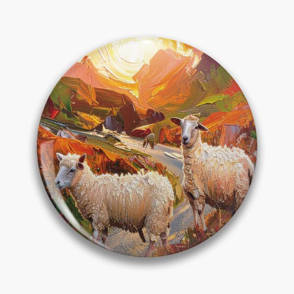 Item preview, Sheep on a small road in a mountainous landscape (Digital painting) designed and sold by Alan-David.
