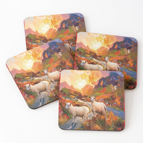 Item preview, Sheep on a small road in a mountainous landscape (Digital painting) designed and sold by Alan-David.