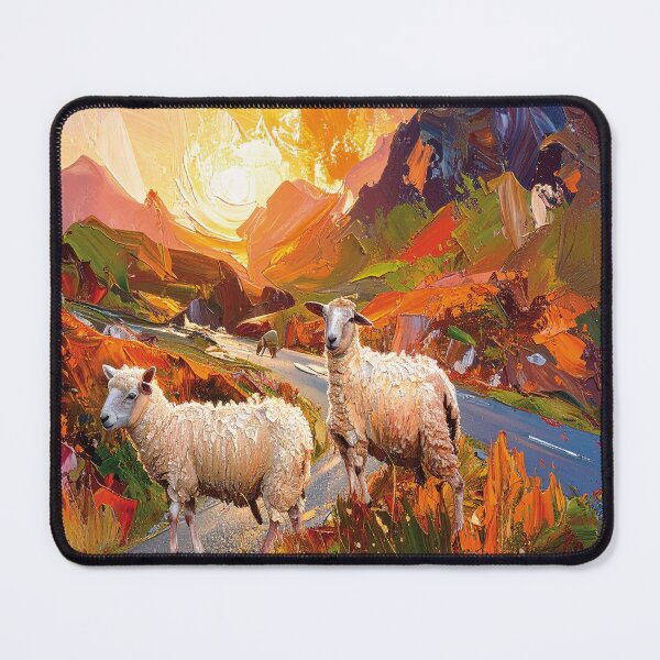 Item preview, Sheep on a small road in a mountainous landscape (Digital painting) designed and sold by Alan-David.