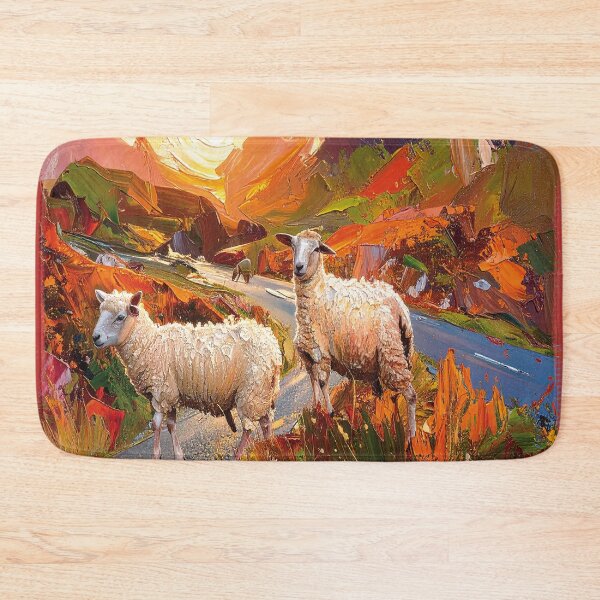 Item preview, Sheep on a small road in a mountainous landscape (Digital painting) designed and sold by Alan-David.