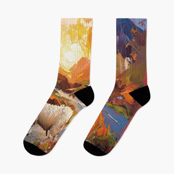 Item preview, Sheep on a small road in a mountainous landscape (Digital painting) designed and sold by Alan-David.