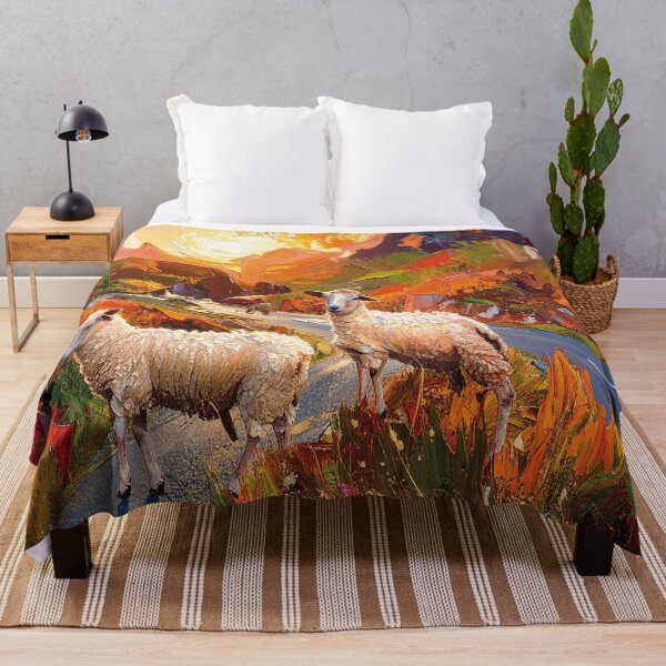 Item preview, Sheep on a small road in a mountainous landscape (Digital painting) designed and sold by Alan-David.