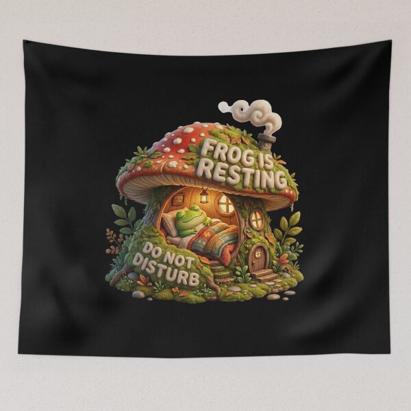 Item preview, Do Not Disturb Frog Is Resting Cottagecore Art designed and sold by pradeepvisuals.