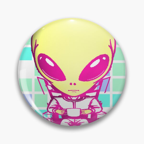 Item preview, Kawaii Alien Drinking Coffee Pixel Background designed and sold by AstronautMerch.