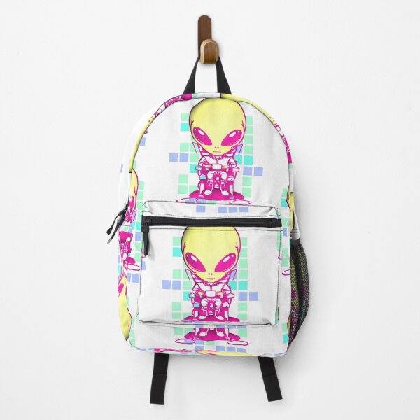 Item preview, Kawaii Alien Drinking Coffee Pixel Background designed and sold by AstronautMerch.