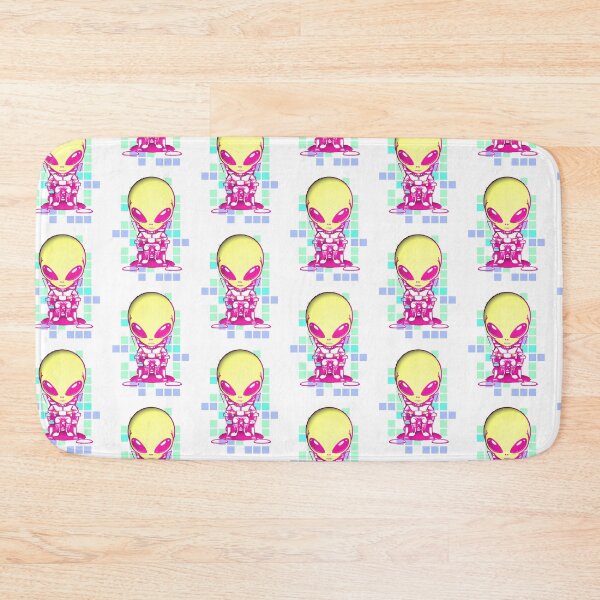 Item preview, Kawaii Alien Drinking Coffee Pixel Background designed and sold by AstronautMerch.