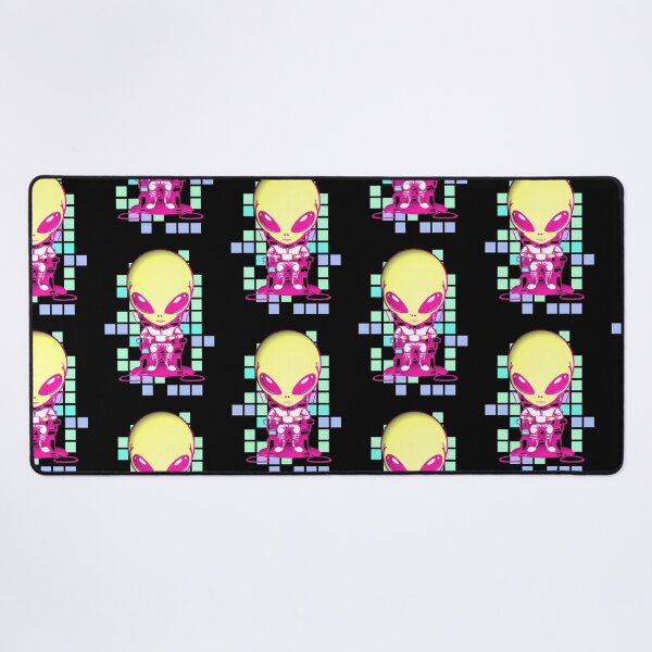 Item preview, Kawaii Alien Drinking Coffee Pixel Background designed and sold by AstronautMerch.