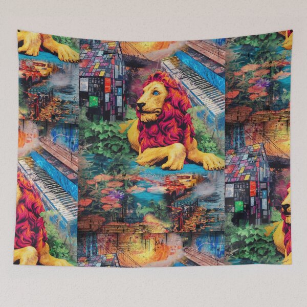 Item preview, Psychedelic NYC Lion – Surreal Pop Art Collage designed and sold by bewitchedcuties.
