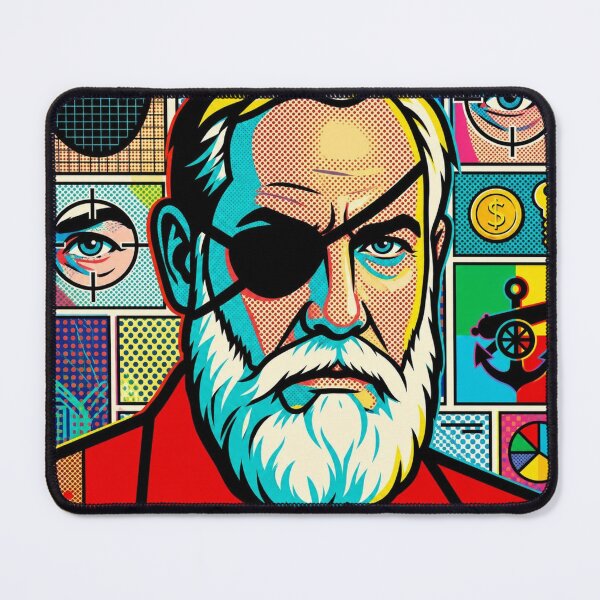 Item preview, Pop art graphic of a man with an eye patch, a captain's portrait, colorful festival designed and sold by G-M-Designs.