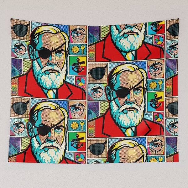 Item preview, Pop art graphic of a man with an eye patch, a captain's portrait, colorful festival designed and sold by G-M-Designs.
