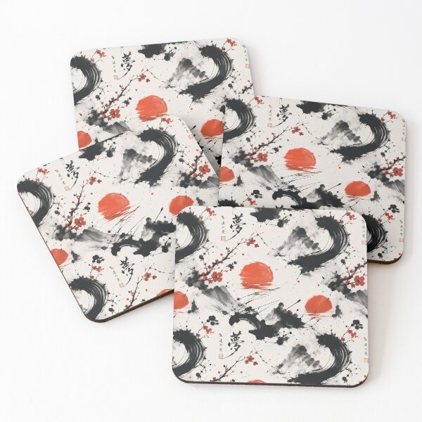 Item preview, Abstract sumi-e with red accents designed and sold by Prasakro.