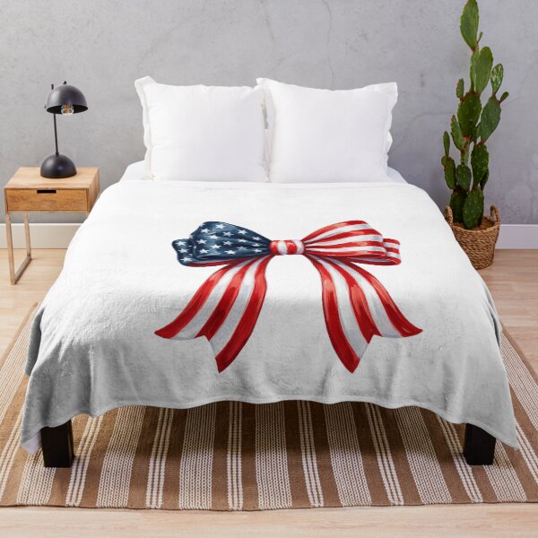 Item preview, Hand-Painted Patriotic Bow – USA Ribbon Flag Design designed and sold by Paper Drip.