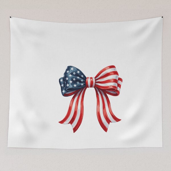 Item preview, Hand-Painted Patriotic Bow – USA Ribbon Flag Design designed and sold by Paper Drip.