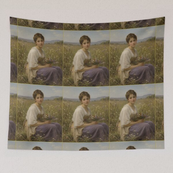 Item preview, Girl in flower field styled after WA Bouguereau  designed and sold by Collector-RB.