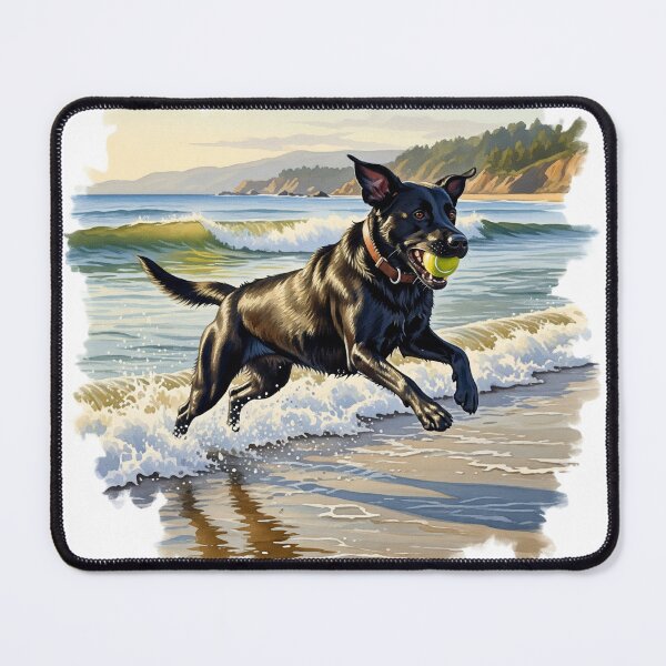 Item preview, Beach Day Fetch - Black Lab Coastal Dog Art designed and sold by NCalNoveltees.