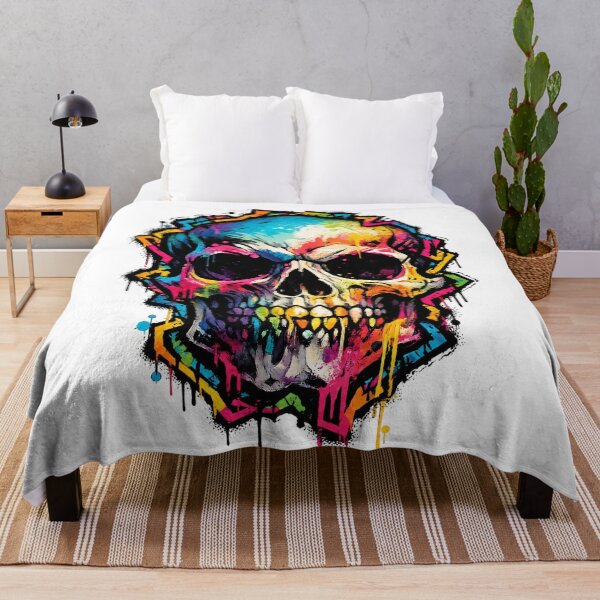 Item preview, Colorful Graffiti Skull – Neon Street Art Design designed and sold by WonderPiks.