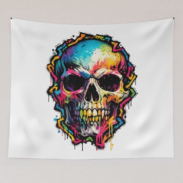 Item preview, Colorful Graffiti Skull – Neon Street Art Design designed and sold by WonderPiks.