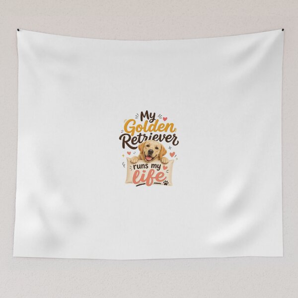 Aperçu de l'œuvre My Golden Retriever Runs My Life – Cute Dog Lover Typography Design créée et vendue par Newthingzy.