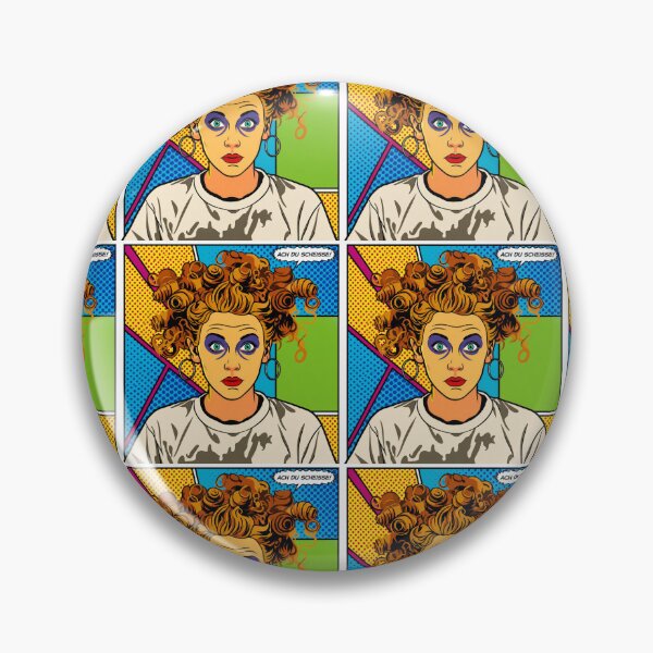 Artikelvorschau, Pop Art Grafik Frau wirren Haaren Portrait ach du Sch... buntes Festival entworfen und verkauft von G-M-Designs.