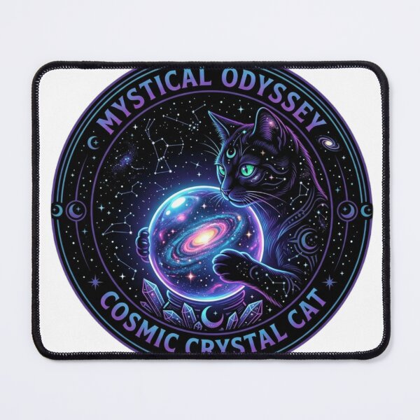 Item preview, Mystical Odyssey Cosmic Crystal Cat Galaxy Space Emblem designed and sold by JeevanStickers.