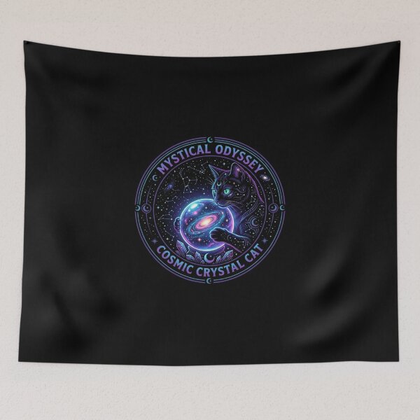 Item preview, Mystical Odyssey Cosmic Crystal Cat Galaxy Space Emblem designed and sold by JeevanStickers.
