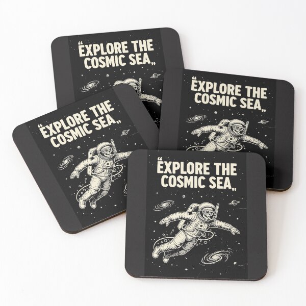 Item preview, "Explore The Cosmic Sea" Skeleton Astronaut Space Vintage Art designed and sold by Cipher & Soul.