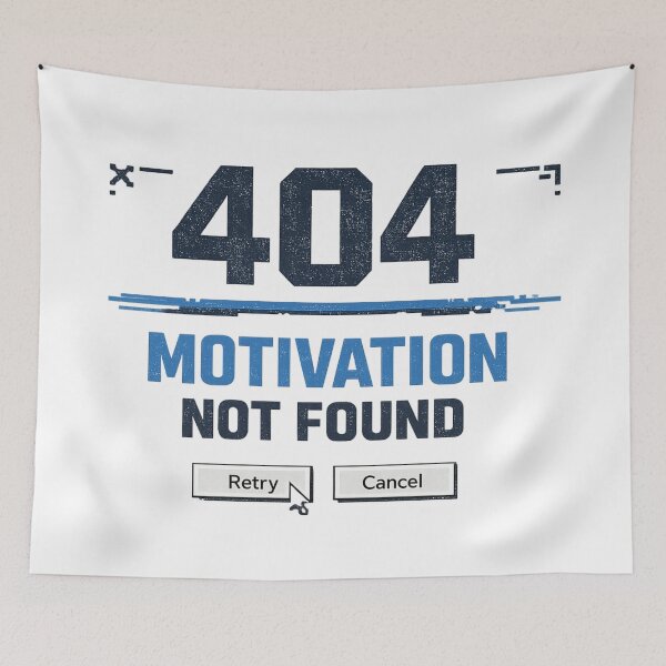 Item preview, 404 Motivation Not Found – Tech Glitch Funny Error Design (Retry / Cancel) designed and sold by MartBook.