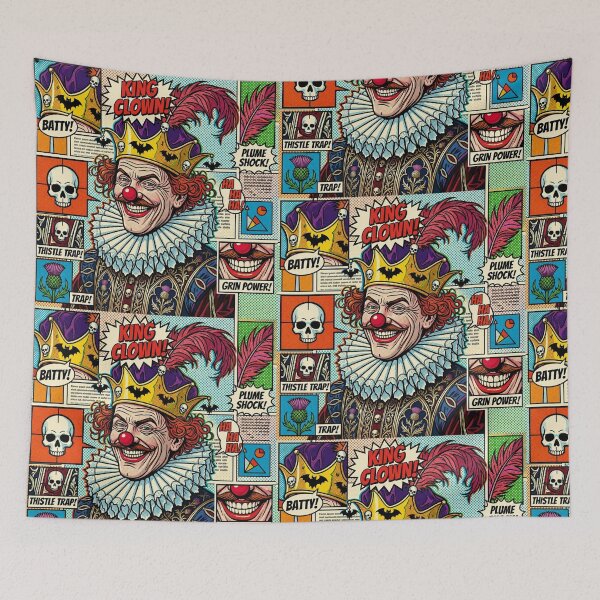 Item preview, Pop art graphic of a man with a crown, a harlequin portrait, colorful festival designed and sold by G-M-Designs.
