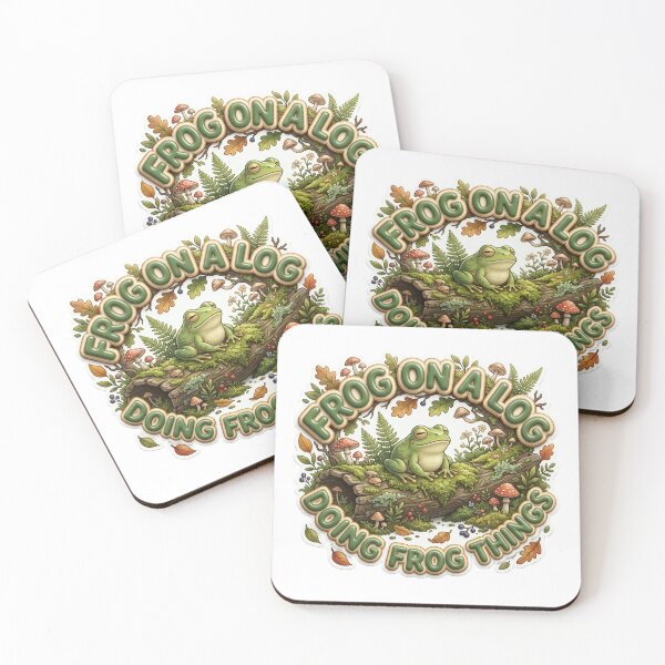 Item preview, Frog On A Log Doing Frog Things Cottagecore Art designed and sold by pradeepvisuals.