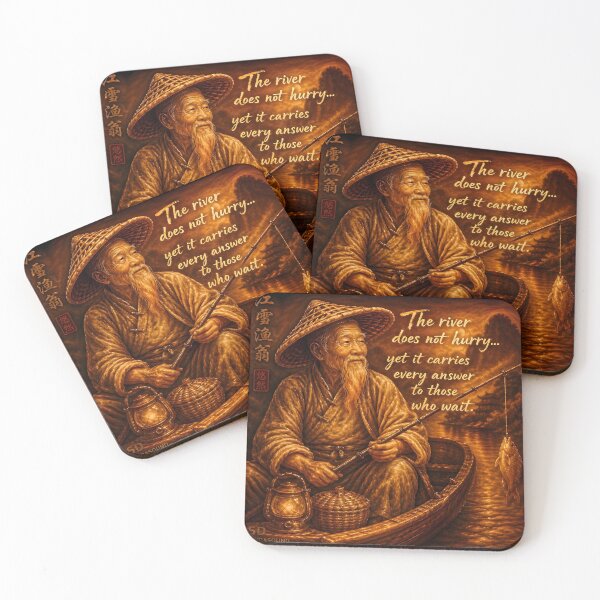 Item preview, Golden Fisherman Wisdom 5D Art – “The River Does Not Hurry” Inspirational Vintage Asian Scene designed and sold by Imagetore.