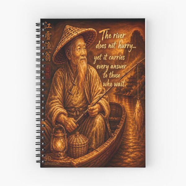 Item preview, Golden Fisherman Wisdom 5D Art – “The River Does Not Hurry” Inspirational Vintage Asian Scene designed and sold by Imagetore.