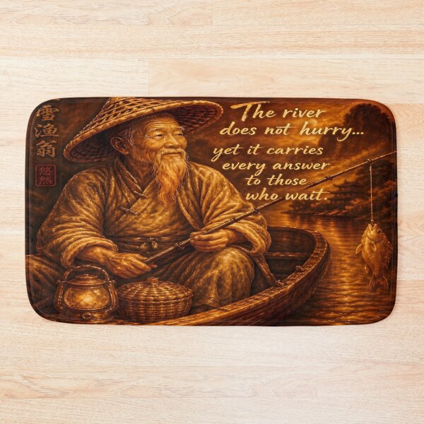 Item preview, Golden Fisherman Wisdom 5D Art – “The River Does Not Hurry” Inspirational Vintage Asian Scene designed and sold by Imagetore.