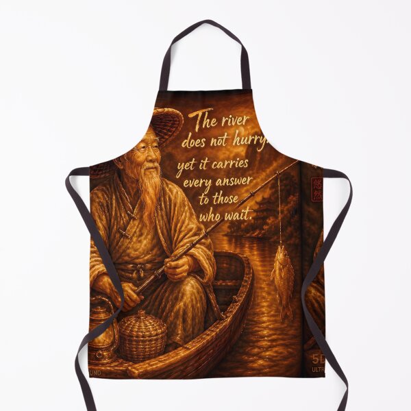 Item preview, Golden Fisherman Wisdom 5D Art – “The River Does Not Hurry” Inspirational Vintage Asian Scene designed and sold by Imagetore.