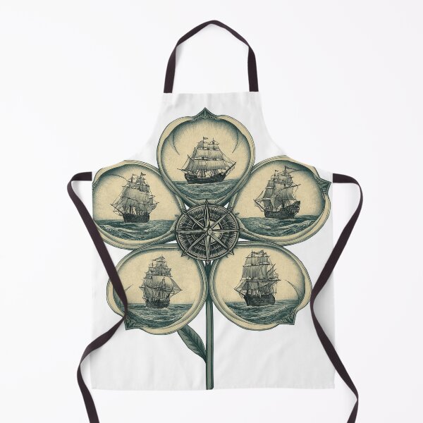 Item preview, Vintage Nautical Flower T-Shirt – Petals of the Endless Sea, Sailing Ship Floral Graphic Tee, Dark Ocean Botanical Apparel designed and sold by Mythic Tide.