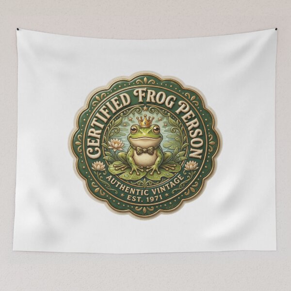 Item preview, Certified Frog Person Vintage Badge Cottagecore designed and sold by pradeepvisuals.