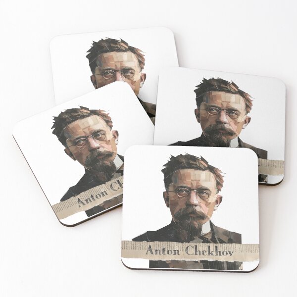 Item preview, Anton Chekhov – Literary Collage Portrait Art Print | Russian Short Story Theatre Poster designed and sold by OzzFrequency.