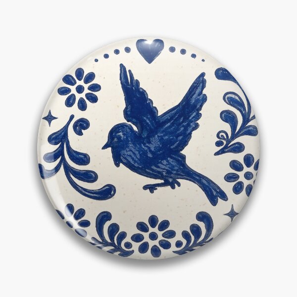 Item preview, Recardelino Goldfinch Blue Bird Folk Art Sticker designed and sold by HabeshaStudio.