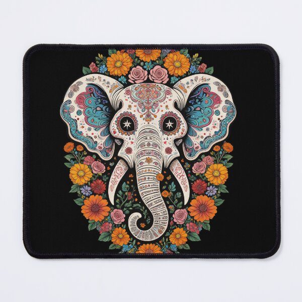 Item preview, Boho Elephant Mandala with colorful flowers designed and sold by WonderPiks.
