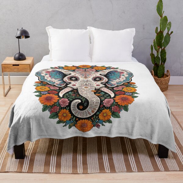 Item preview, Boho Elephant Mandala with colorful flowers designed and sold by WonderPiks.